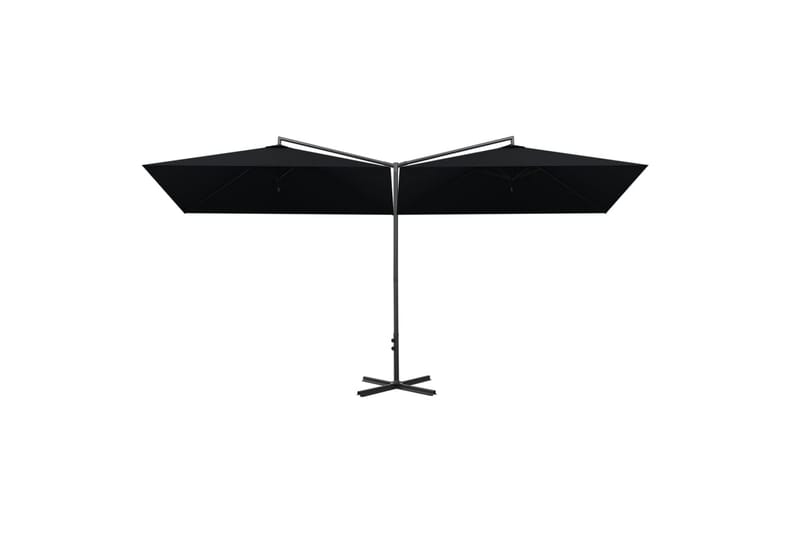 Dobbel parasoll med stålstolpe svart 600x300 cm - Svart - Hagemøbler - Solbeskyttelse - Parasoller
