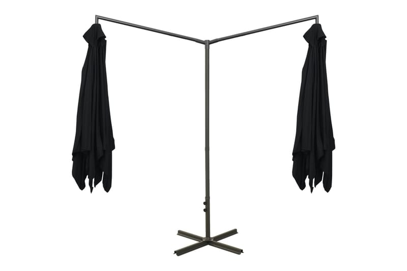 Dobbel parasoll med stålstolpe svart 600x300 cm - Svart - Hagemøbler - Solbeskyttelse - Parasoller