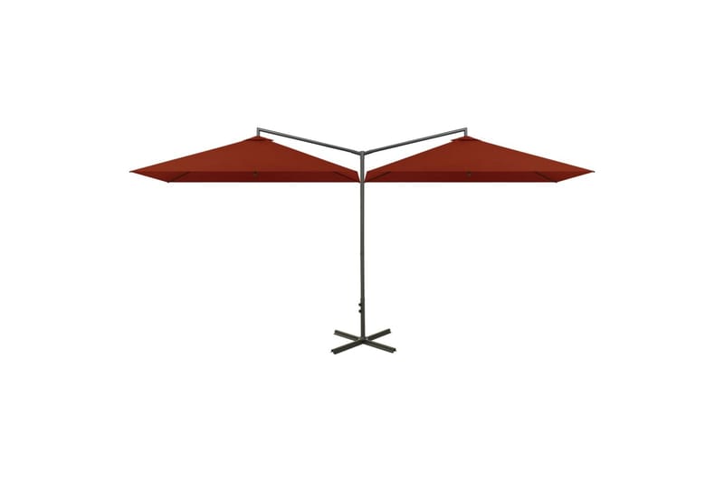 Dobbel parasoll med stålstolpe terrakotta 600x300 cm - Hagemøbler - Solbeskyttelse - Parasoller