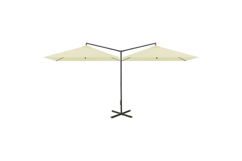 Dobbel parasoll med stålstolpe sand 600x300 cm - Hagemøbler - Solbeskyttelse - Parasoller