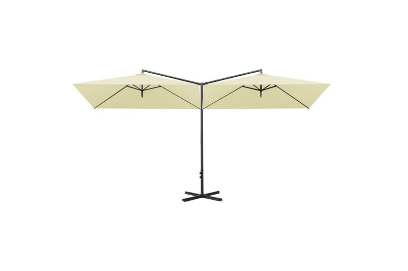Dobbel parasoll med stålstolpe sand 600x300 cm - Hagemøbler - Solbeskyttelse - Parasoller