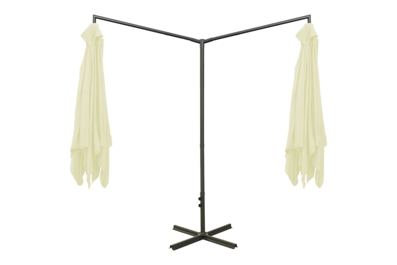 Dobbel parasoll med stålstolpe sand 600x300 cm - Hagemøbler - Solbeskyttelse - Parasoller