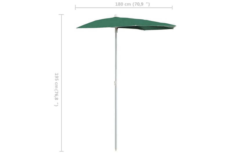 Halvrund parasoll med stang 180x90 cm grønn - grønn - Hagemøbler - Solbeskyttelse - Parasoller