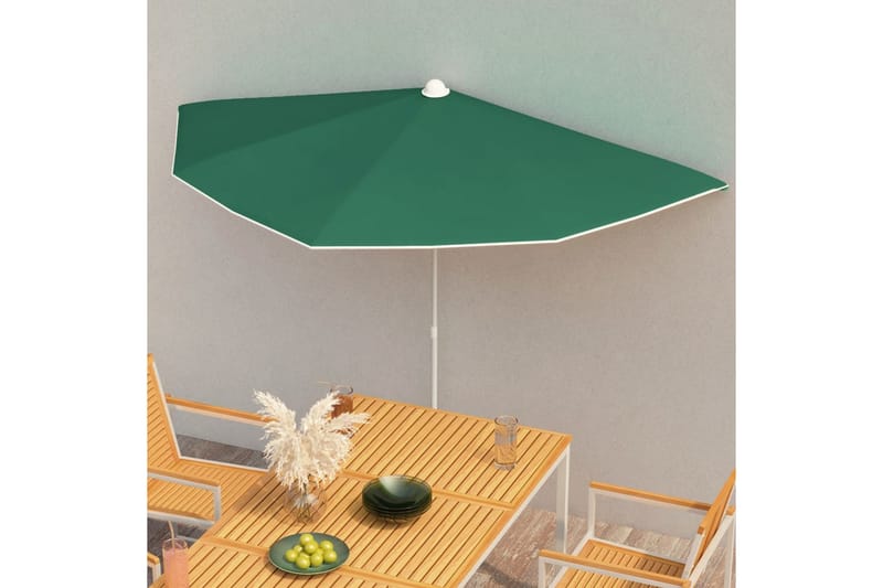Halvrund parasoll med stang 180x90 cm grønn - grønn - Hagemøbler - Solbeskyttelse - Parasoller