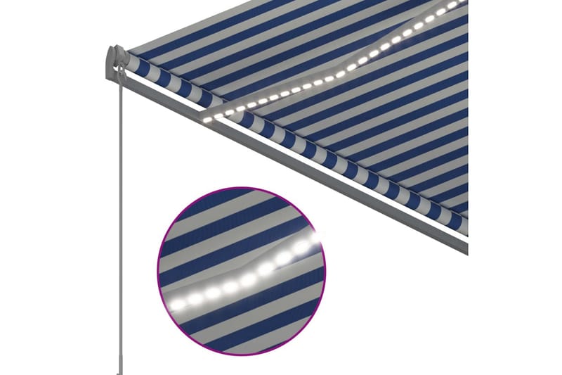 Automatisk markise med LED og vindsensor 300x250 cm blå og h - Blå - Balkongmarkise - Markiser - Terrassemarkise