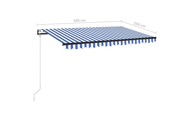 Automatisk markise med LED og vindsensor 300x250 cm blå og h - Blå - Balkongmarkise - Markiser - Terrassemarkise