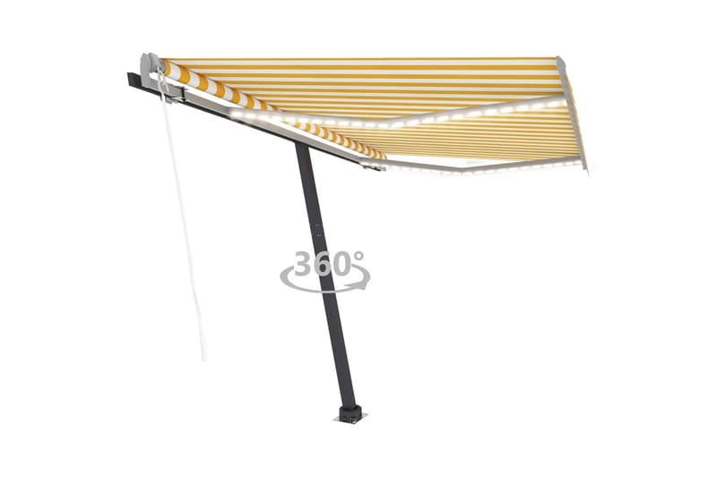 Automatisk markise med LED og vindsensor 300x250 cm gul og h - Gul - Hagemøbler - Solbeskyttelse - Markiser - Balkongmarkise