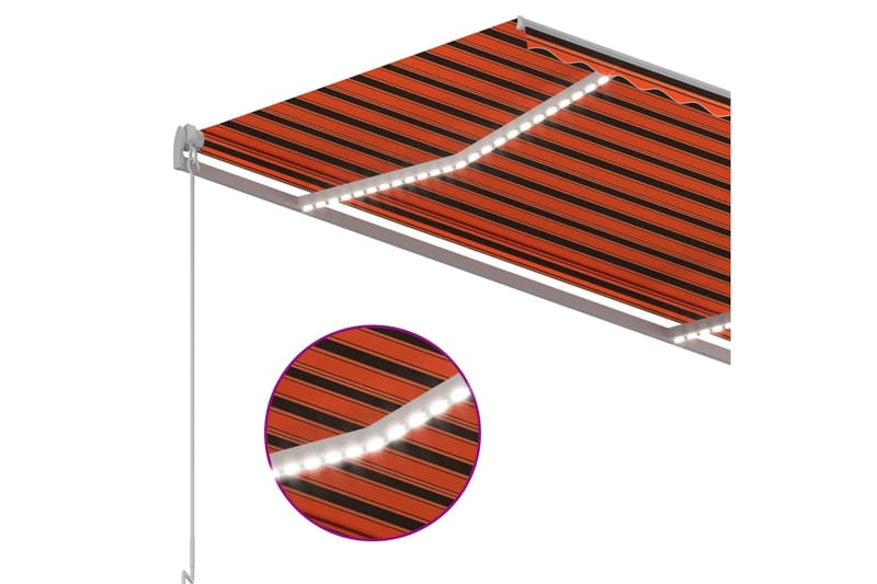 Automatisk markise med LED og vindsensor 300x250cm oransje/b - Oransj - Hagemøbler - Solbeskyttelse - Markiser - Balkongmarkise
