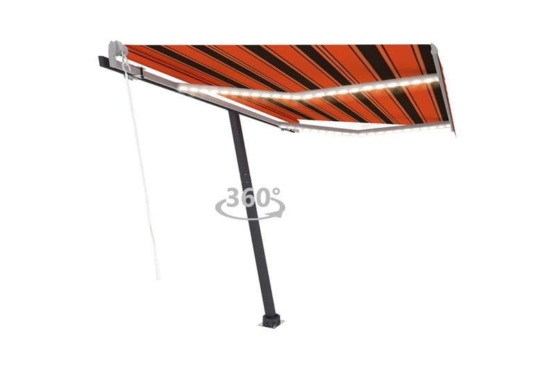Automatisk markise med LED og vindsensor 300x250cm oransje/b - Oransj - Hagemøbler - Solbeskyttelse - Markiser - Balkongmarkise