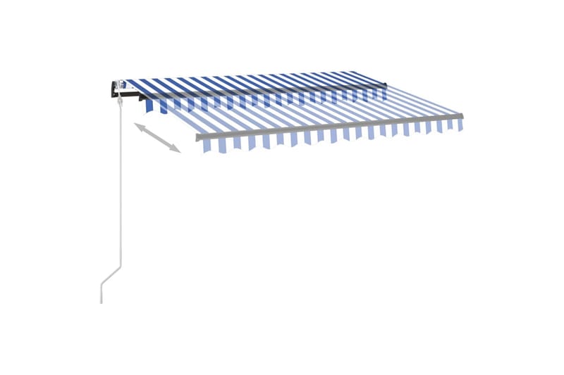 Automatisk markise med LED og vindsensor 350x250 cm blå og h - Blå - Balkongmarkise - Markiser - Terrassemarkise