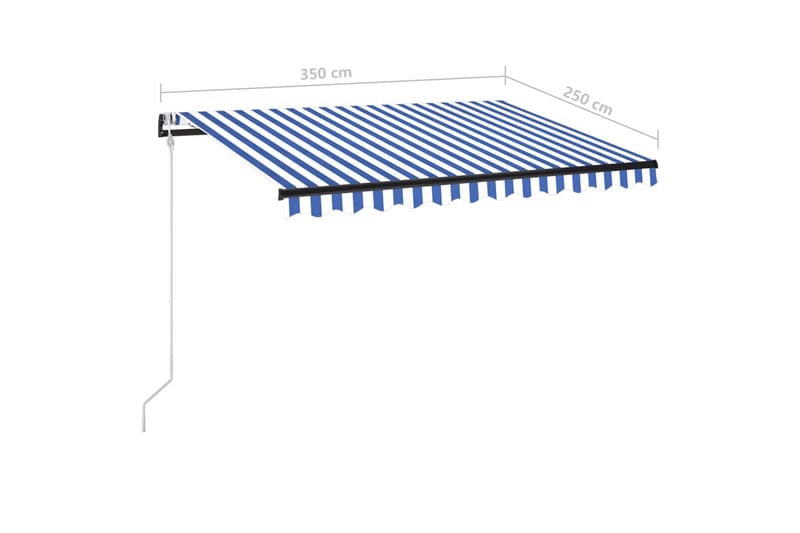 Automatisk markise med LED og vindsensor 350x250 cm blå og h - Blå - Balkongmarkise - Markiser - Terrassemarkise