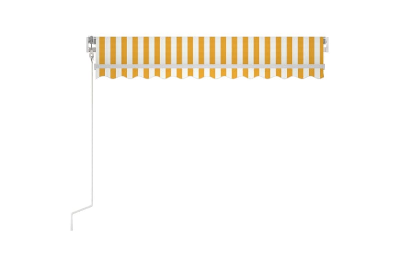 Automatisk markise med LED og vindsensor 350x250 cm gul/hvit - Gul - Balkongmarkise - Markiser - Terrassemarkise