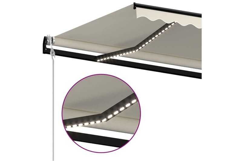 Automatisk markise med LED og vindsensor 350x250 cm kremhvit - Krem - Hagemøbler - Solbeskyttelse - Markiser - Balkongmarkise