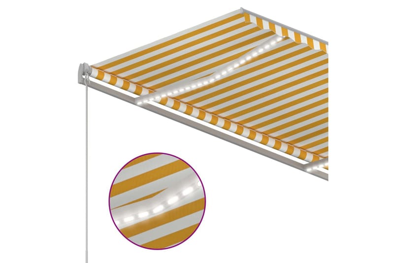 Automatisk markise med LED og vindsensor 3x2,5 m gul og hvit - Gul - Balkongmarkise - Markiser - Terrassemarkise