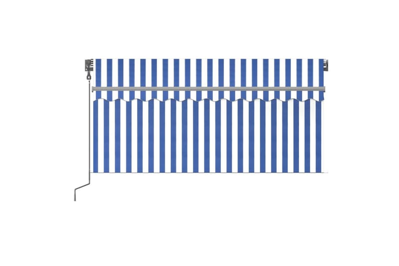 Automatisk markise med rullegardin 3x2,5 m blå og hvit - Blå - Vindusmarkise - Markiser