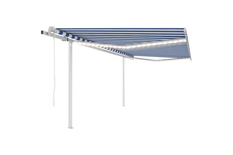 Automatisk markise med vindsensor og LED 4,5x3,5 m cm - Blå - Hagemøbler - Solbeskyttelse - Markiser - Balkongmarkise