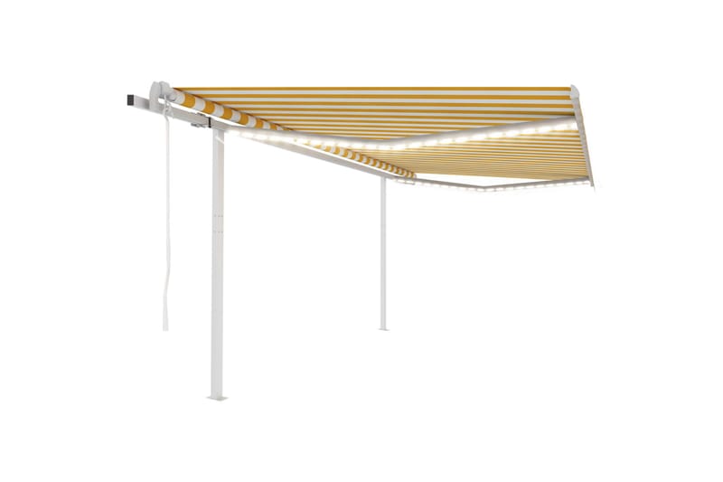 Automatisk markise med vindsensor og LED 4,5x3,5 m cm - Gul - Hagemøbler - Solbeskyttelse - Markiser - Balkongmarkise