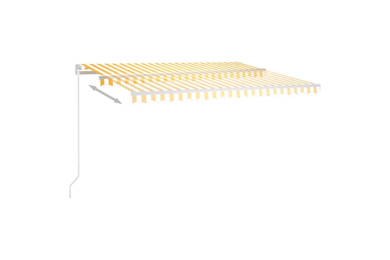 Automatisk markise med vindsensor og LED 4,5x3 m gul og hvit - Gul - Balkongmarkise - Markiser - Terrassemarkise