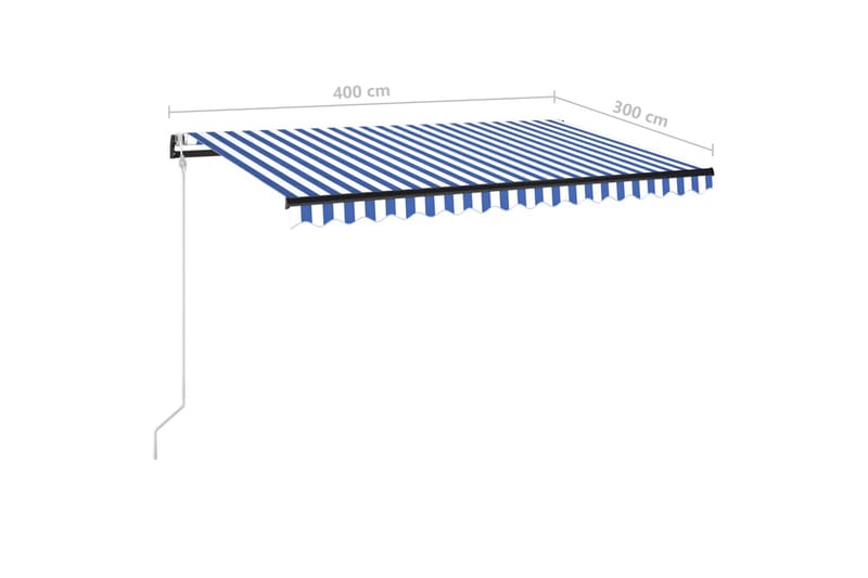 Automatisk markise med vindsensor og LED 400x300 cm blå og h - Blå - Hagemøbler - Solbeskyttelse - Markiser - Balkongmarkise