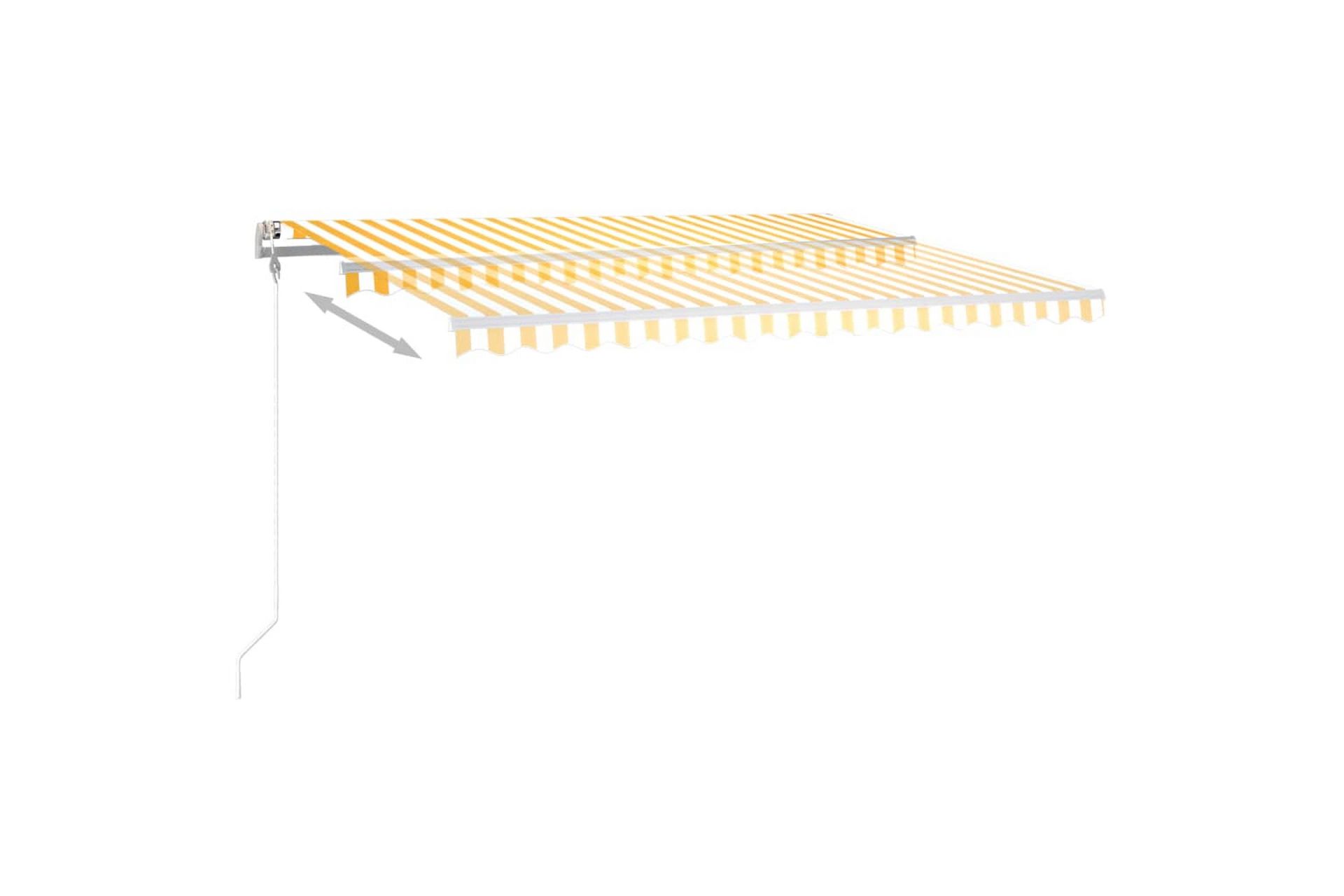 Automatisk markise med vindsensor og LED 400x300 cm gul/hvit - Gul - Hagemøbler - Solbeskyttelse - Markiser - Balkongmarkise