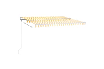Automatisk markise med vindsensor og LED 400x300 cm gul/hvit - Gul - Hagemøbler - Solbeskyttelse - Markiser - Balkongmarkise