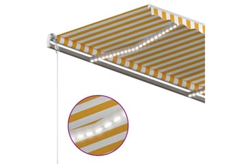 Automatisk markise med vindsensor og LED 400x300 cm gul/hvit - Gul - Hagemøbler - Solbeskyttelse - Markiser - Balkongmarkise
