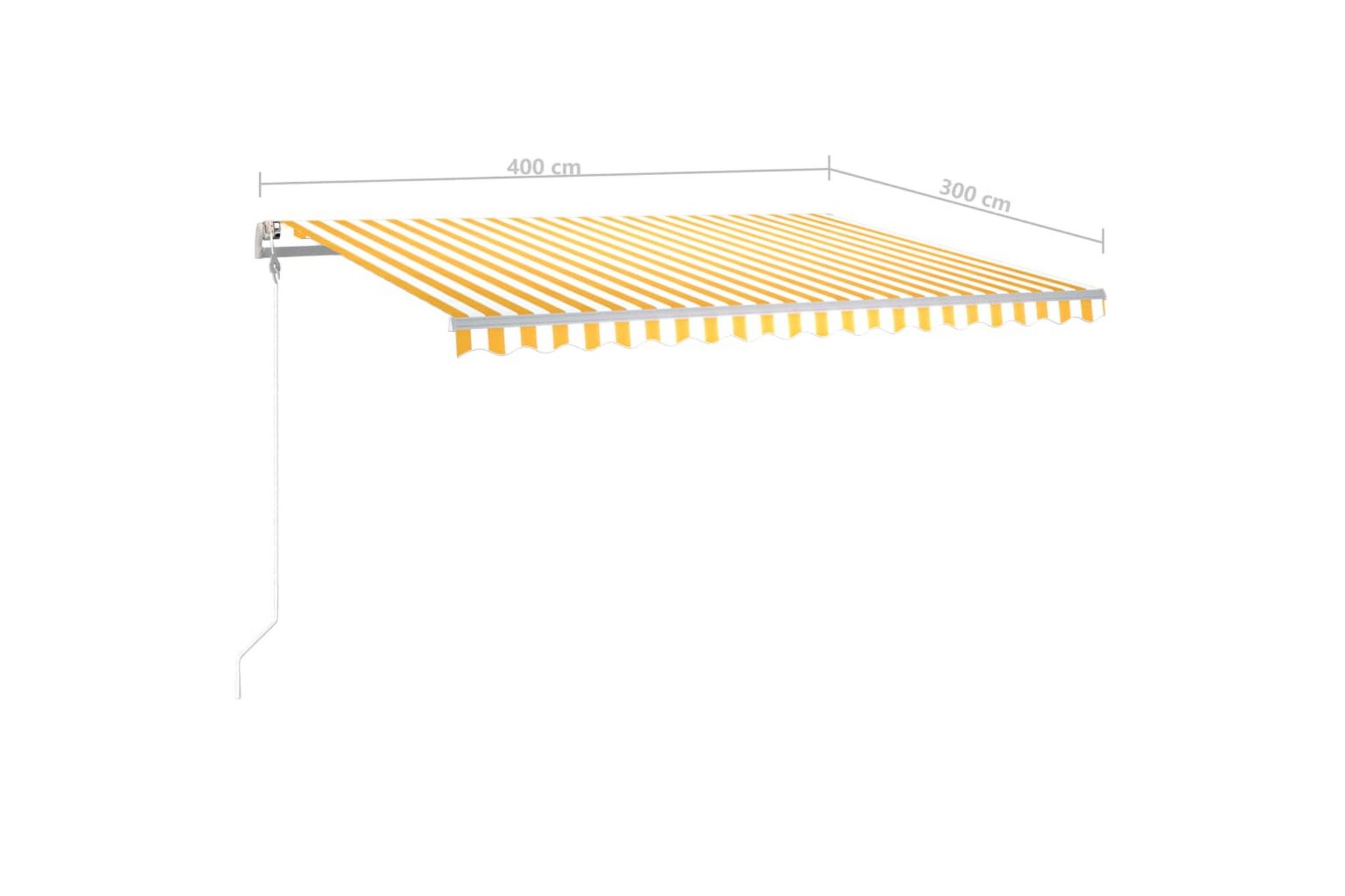 Automatisk markise med vindsensor og LED 400x300 cm gul/hvit - Gul - Hagemøbler - Solbeskyttelse - Markiser - Balkongmarkise