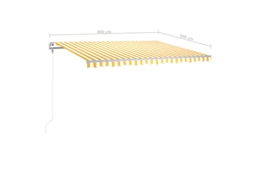 Automatisk markise med vindsensor og LED 400x300 cm gul/hvit - Gul - Hagemøbler - Solbeskyttelse - Markiser - Balkongmarkise