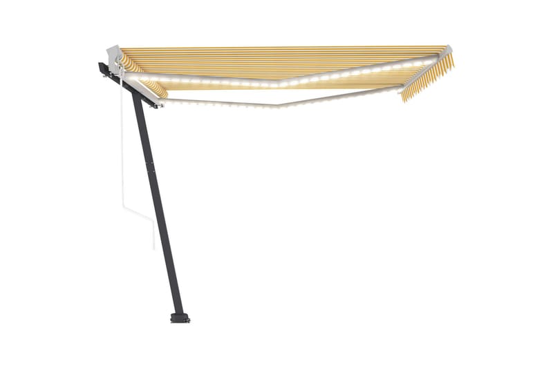 Automatisk markise med vindsensor og LED 400x300 cm gul/hvit - Gul - Hagemøbler - Solbeskyttelse - Markiser - Balkongmarkise