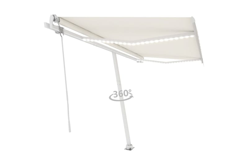 Automatisk markise med vindsensor og LED 400x300 cm kremhvit - Krem - Hagemøbler - Solbeskyttelse - Markiser - Balkongmarkise