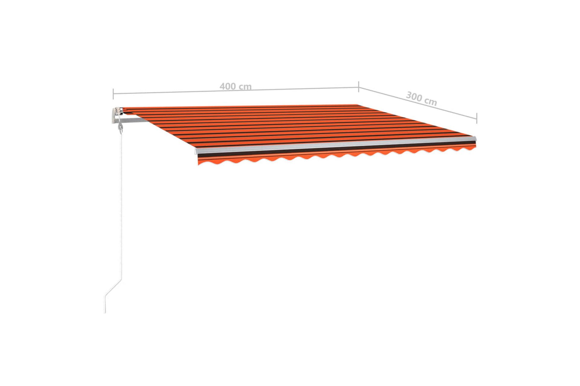 Automatisk markise med vindsensor og LED 400x300cm - Oransj - Hagemøbler - Solbeskyttelse - Markiser - Balkongmarkise