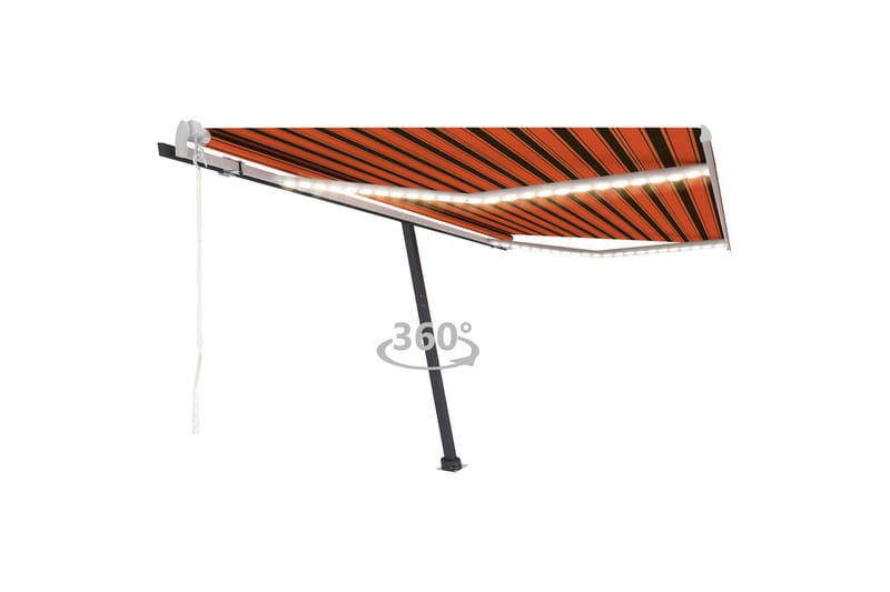 Automatisk markise med vindsensor og LED 400x300cm oransje/b - Oransj - Hagemøbler - Solbeskyttelse - Markiser - Balkongmarkise
