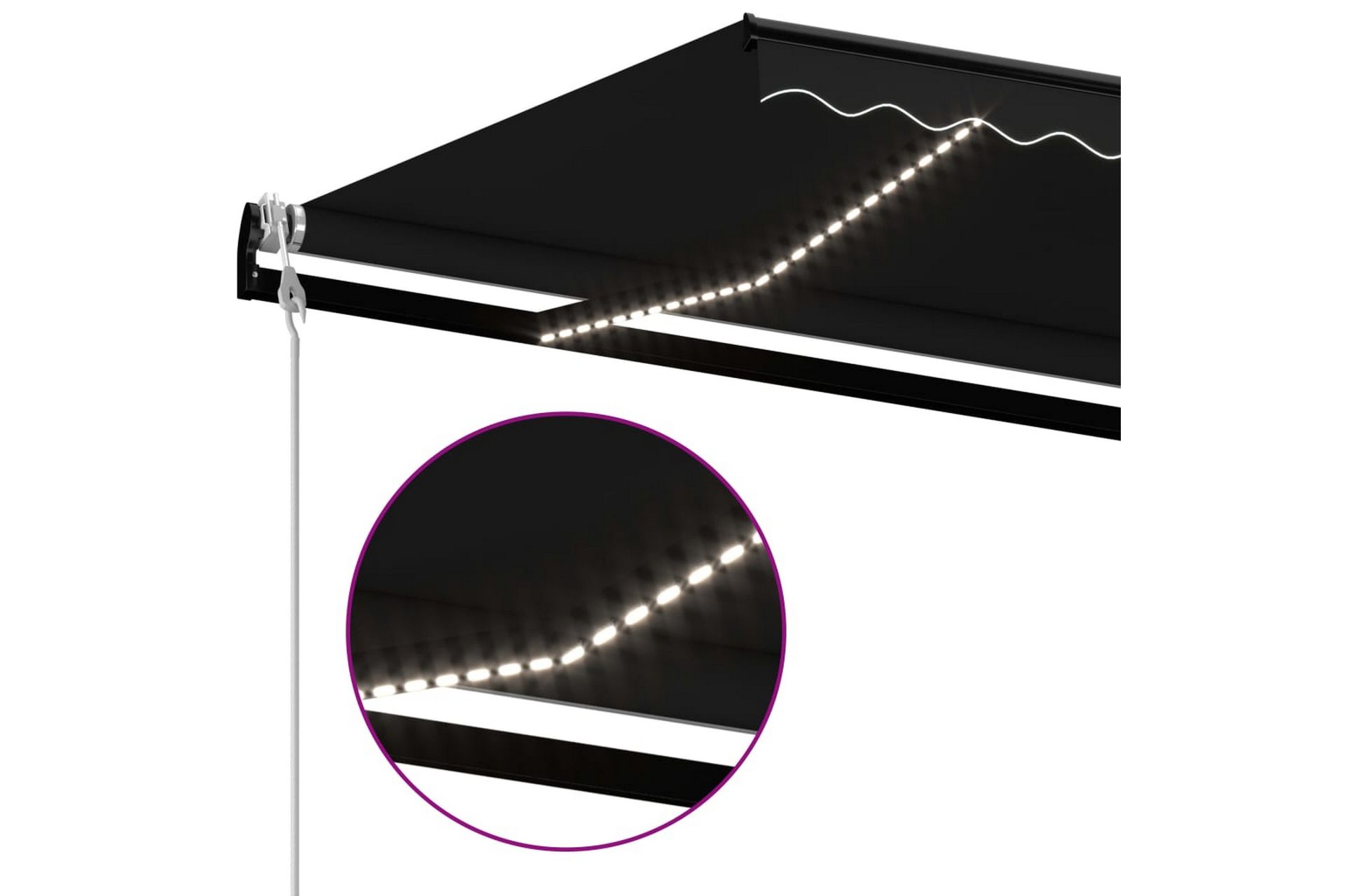 Automatisk markise med vindsensor og LED 400x350 cm antrasit - Antrasittgrå - Hagemøbler - Solbeskyttelse - Markiser - Balkongmarkise