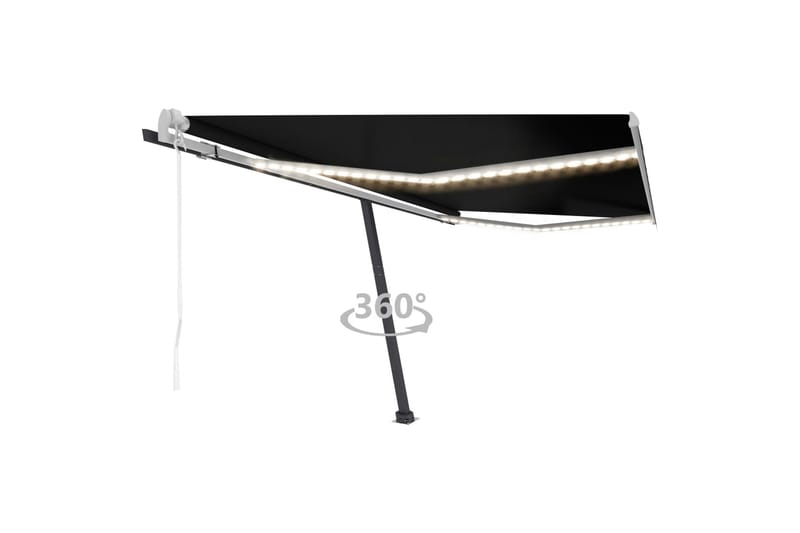 Automatisk markise med vindsensor og LED 400x350 cm antrasit - Antrasittgrå - Hagemøbler - Solbeskyttelse - Markiser - Balkongmarkise