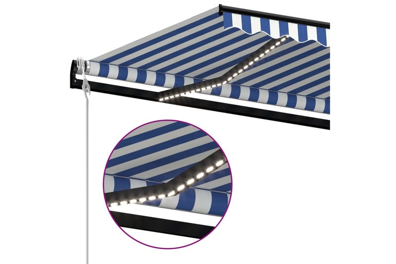 Automatisk markise med vindsensor og LED 400x350 cm blå og h - Blå - Hagemøbler - Solbeskyttelse - Markiser - Balkongmarkise