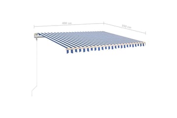 Automatisk markise med vindsensor og LED 400x350 cm - Blå - Hagemøbler - Solbeskyttelse - Markiser - Balkongmarkise