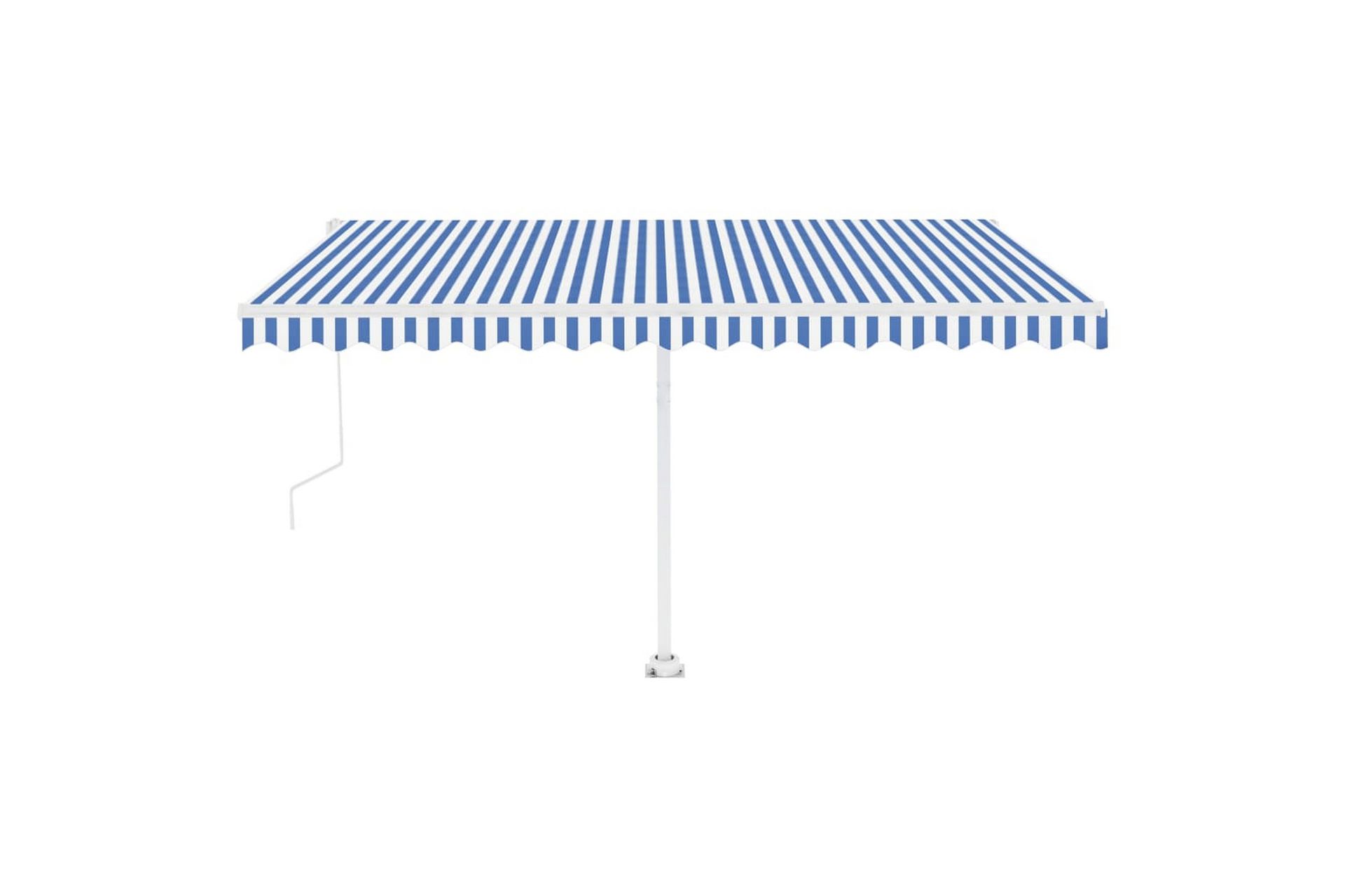 Automatisk markise med vindsensor og LED 400x350 cm - Blå - Hagemøbler - Solbeskyttelse - Markiser - Balkongmarkise