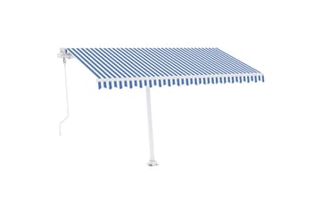 Automatisk markise med vindsensor og LED 400x350 cm - Blå - Hagemøbler - Solbeskyttelse - Markiser - Balkongmarkise
