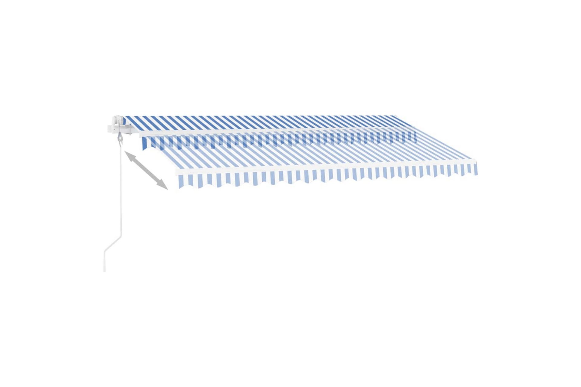 Automatisk markise med vindsensor og LED 400x350 cm - Blå - Hagemøbler - Solbeskyttelse - Markiser - Balkongmarkise