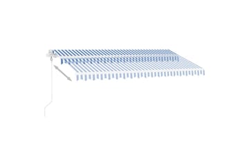 Automatisk markise med vindsensor og LED 400x350 cm - Blå - Hagemøbler - Solbeskyttelse - Markiser - Balkongmarkise