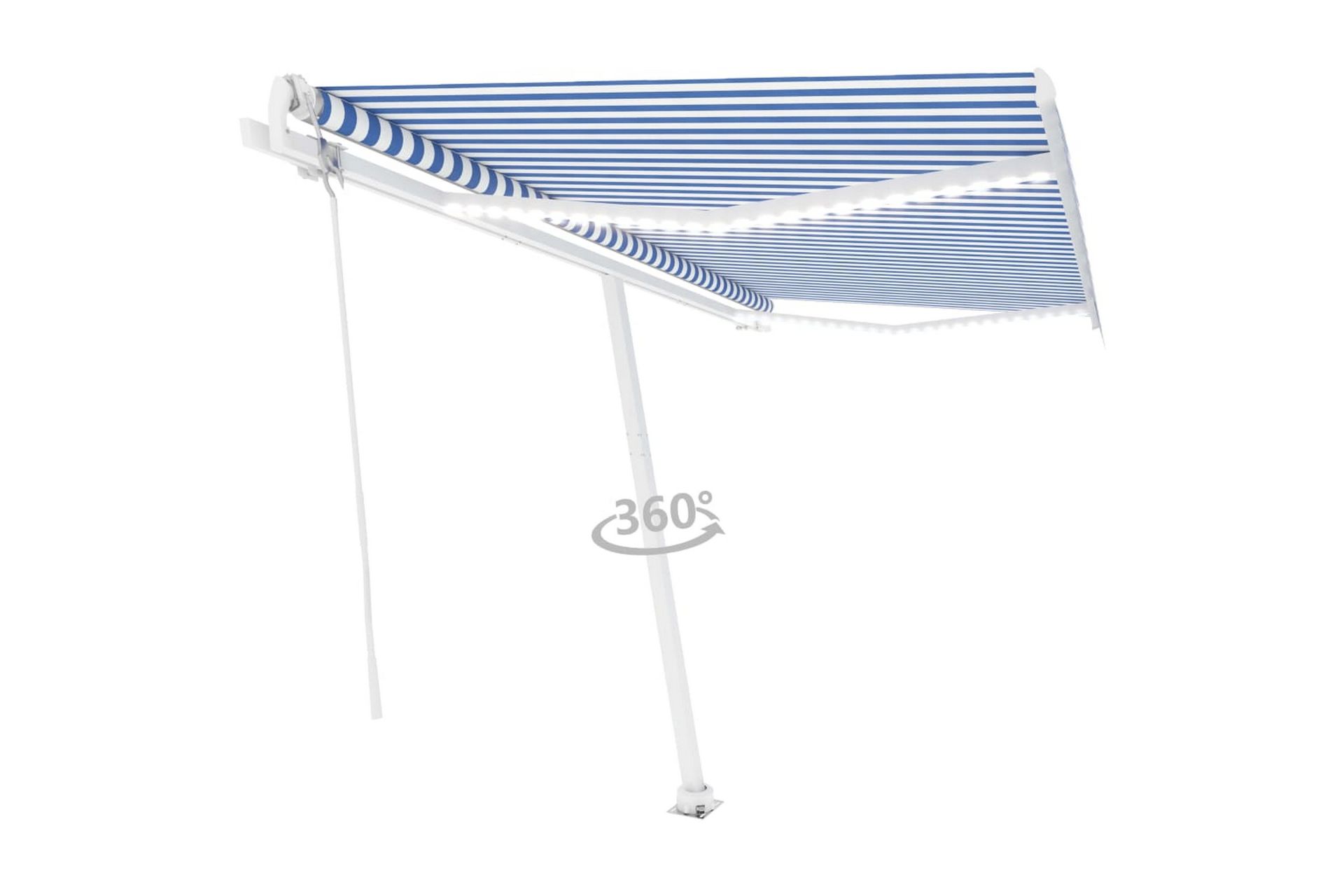Automatisk markise med vindsensor og LED 400x350 cm - Blå - Hagemøbler - Solbeskyttelse - Markiser - Balkongmarkise