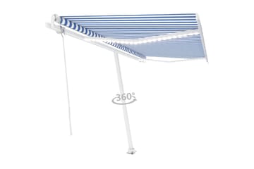 Automatisk markise med vindsensor og LED 400x350 cm - Blå - Hagemøbler - Solbeskyttelse - Markiser - Balkongmarkise