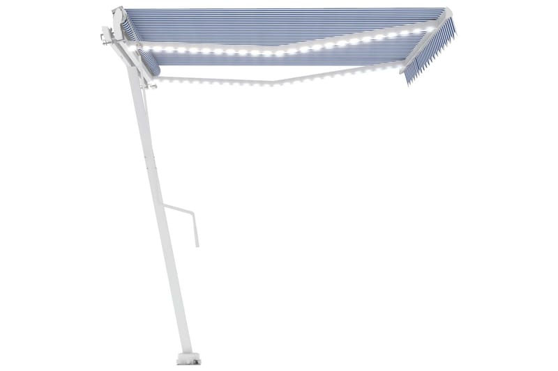 Automatisk markise med vindsensor og LED 400x350 cm - Blå - Hagemøbler - Solbeskyttelse - Markiser - Balkongmarkise