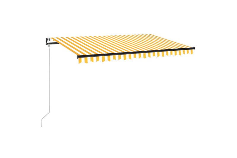 Automatisk markise med vindsensor og LED 400x350 cm gul/hvit - Gul - Balkongmarkise - Markiser - Terrassemarkise