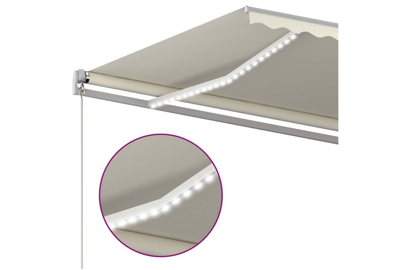 Automatisk markise med vindsensor og LED 400x350 cm kremhvit - Krem - Hagemøbler - Solbeskyttelse - Markiser - Balkongmarkise