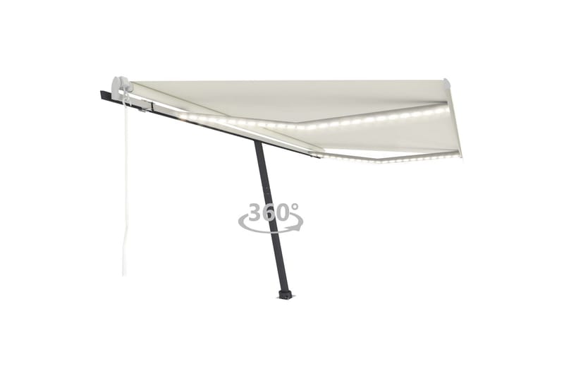 Automatisk markise med vindsensor og LED 400x350 cm kremhvit - Krem - Hagemøbler - Solbeskyttelse - Markiser - Balkongmarkise