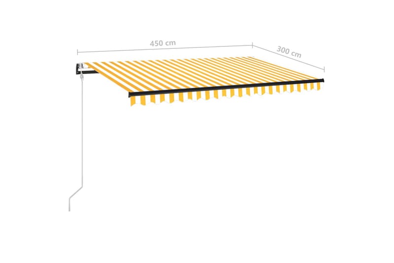 Automatisk markise med vindsensor og LED 450x300 cm gul/hvit - Gul - Balkongmarkise - Markiser - Terrassemarkise