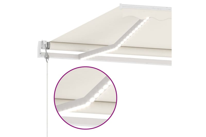 Automatisk markise med vindsensor og LED 450x300 cm kremhvit - Krem - Hagemøbler - Solbeskyttelse - Markiser - Balkongmarkise