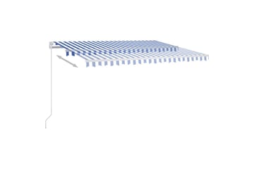 Automatisk markise med vindsensor og LED 450x350 cm blå og h - Blå - Hagemøbler - Solbeskyttelse - Markiser - Balkongmarkise
