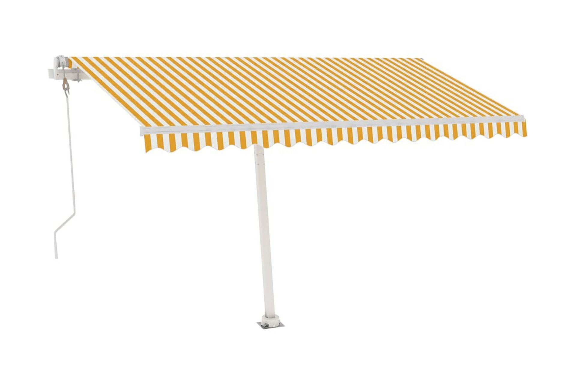 Automatisk markise med vindsensor og LED 450x350 cm - Gul - Hagemøbler - Solbeskyttelse - Markiser - Balkongmarkise